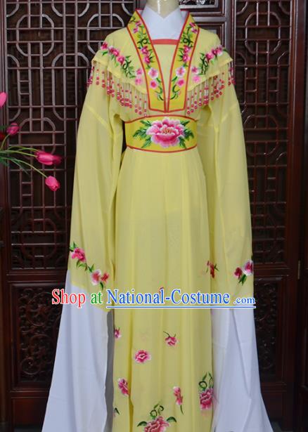 Handmade Chinese Beijing Opera Actress Embroidered Yellow Dress Peking Opera Princess Costume for Women