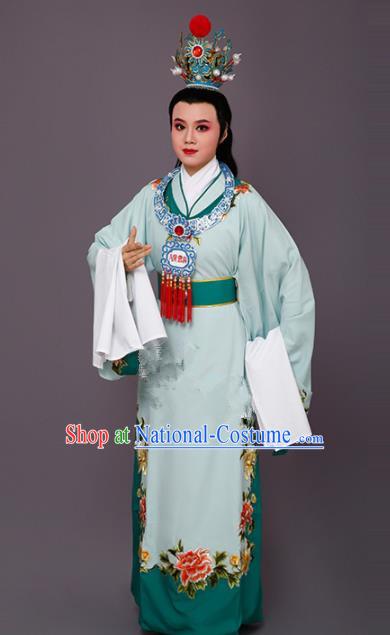 Handmade Chinese Beijing Opera Niche Green Costume Traditional Peking Opera Nobility Childe Clothing for Men