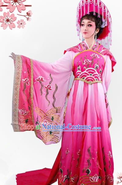 Handmade Chinese Beijing Opera Diva Rosy Embroidered Dress Traditional Peking Opera Dragon Princess Costume for Women