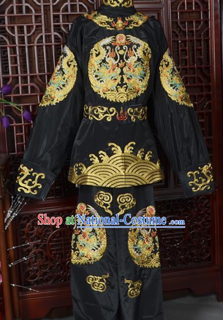 Handmade Chinese Beijing Opera Takefu Black Costume Traditional Peking Opera Soldier Clothing for Men