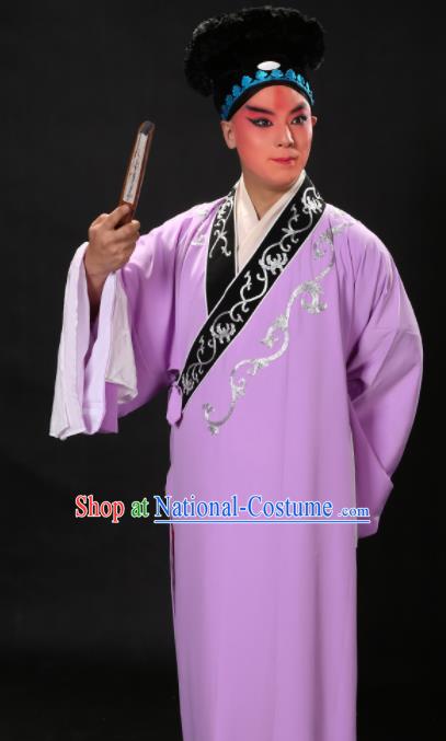 Handmade Chinese Beijing Opera Niche Costume Traditional Peking Opera Scholar Embroidered Purple Robe for Men