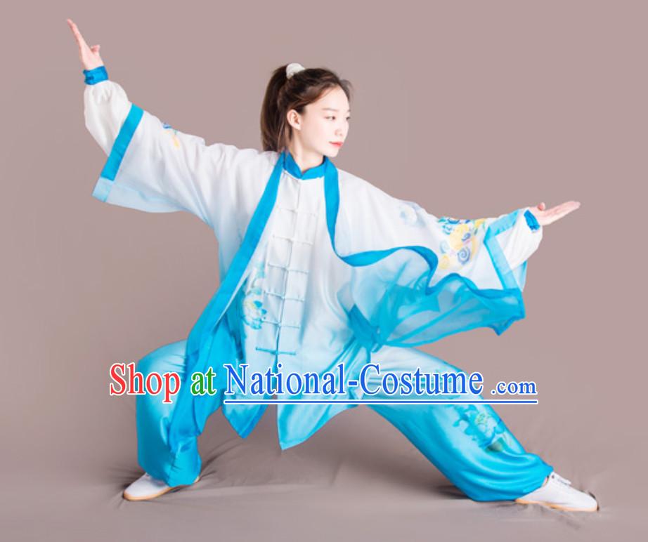 Lotus Good Meaning Top Chinese Classical Competition Championship Professional Tai Chi Uniforms Clothing and Mantle Complete Set for Women