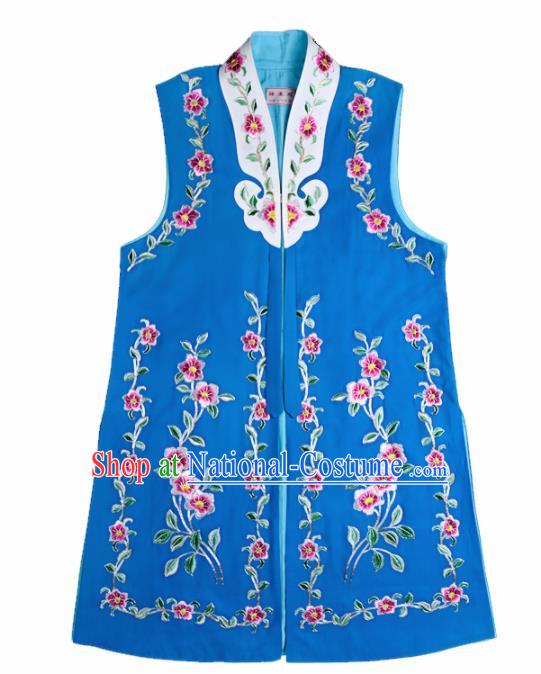 Handmade Chinese Beijing Opera Blue Vest Traditional Peking Opera Diva Costume for Women