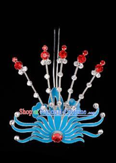 Chinese Handmade Beijing Opera Hair Accessories Traditional Ancient Princess Red Crystal Phoenix Hairpins for Women