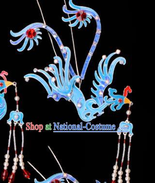 Chinese Handmade Beijing Opera Hair Accessories Traditional Ancient Princess Tassel Phoenix Hairpins for Women