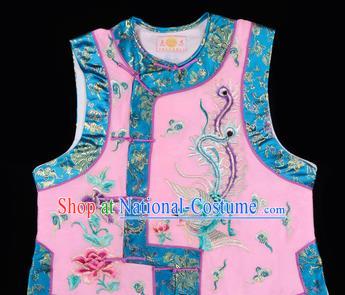 Handmade Chinese Beijing Opera Embroidered Pink Vest Traditional Peking Opera Diva Costume for Women