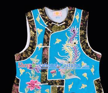 Handmade Chinese Beijing Opera Embroidered Blue Vest Traditional Peking Opera Diva Costume for Women