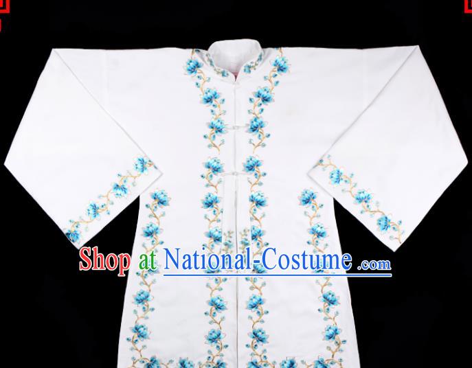 Handmade Chinese Beijing Opera Embroidered White Blouse Traditional Peking Opera Diva Costume for Women