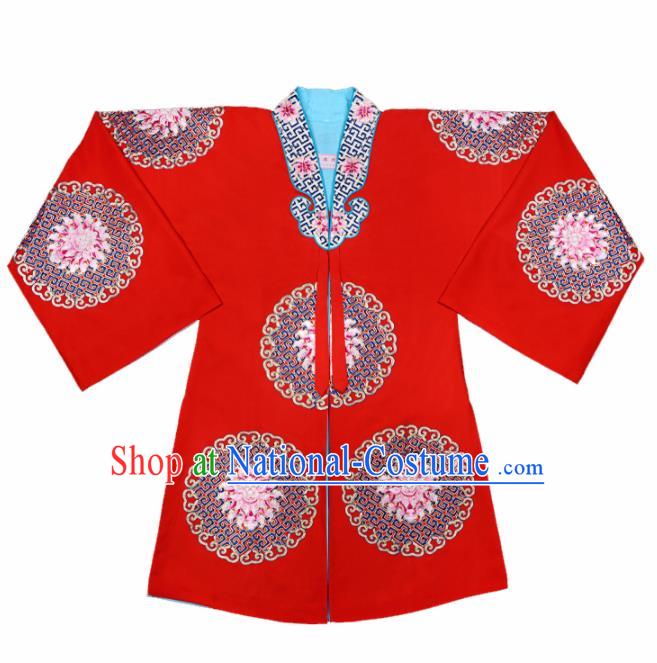 Handmade Chinese Beijing Opera Embroidered Red Cape Traditional Peking Opera Diva Costume for Women