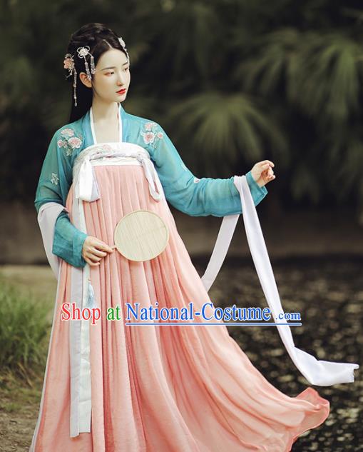 Ancient Chinese Tang Dynasty Court Maid Hanfu Dress Traditional Palace Historical Costume for Women