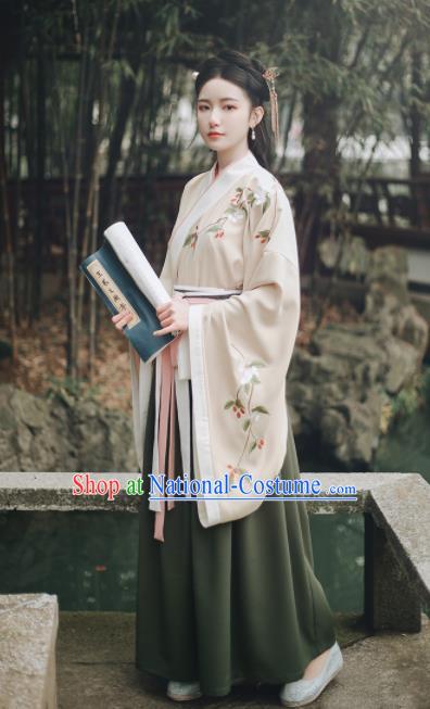 Ancient Chinese Han Dynasty Court Lady Hanfu Dress Traditional Princess Embroidered Historical Costume for Women