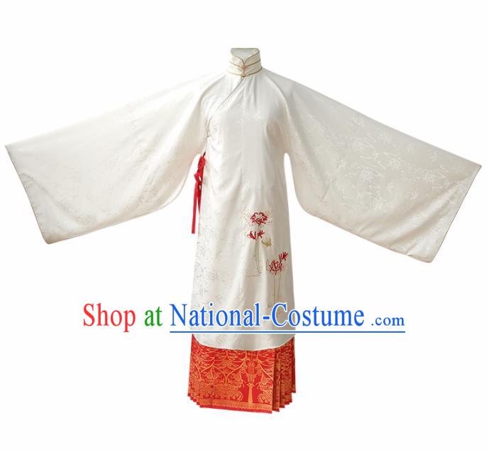 Ancient Chinese Ming Dynasty Court Lady Hanfu Dress Traditional Bride Embroidered Historical Costume for Women