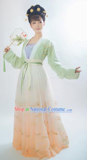 Traditional Chinese Song Dynasty Aristocratic Lady Embroidered Hanfu Dress Ancient Drama Historical Costume for Women