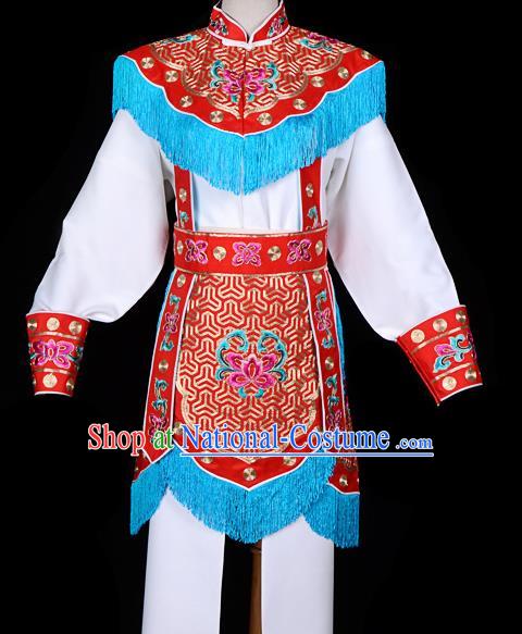 Handmade Chinese Beijing Opera Blues Embroidered Red Clothing Traditional Peking Opera Diva Costume for Women