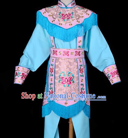 Handmade Chinese Beijing Opera Blues Embroidered Blue Clothing Traditional Peking Opera Diva Costume for Women