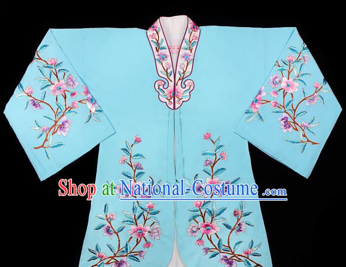 Handmade Chinese Beijing Opera Embroidered Blue Blouse Traditional Peking Opera Diva Costume for Women