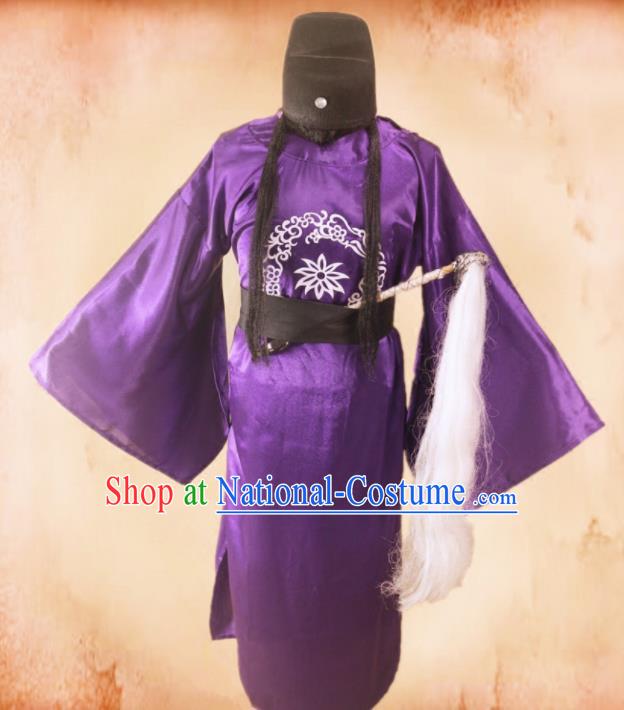 Chinese Traditional Ancient Minister Costume Ming Dynasty Eunuch Purple Clothing for Men