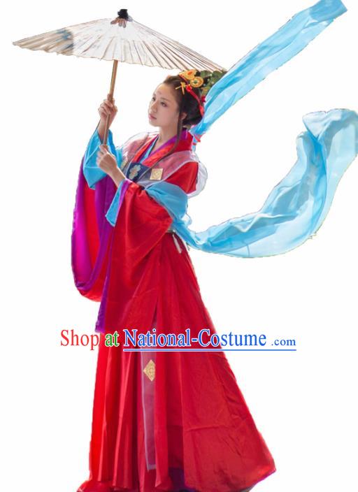 Traditional Chinese Cosplay Imperial Consort Red Hanfu Dress Ancient Peri Princess Costume for Women