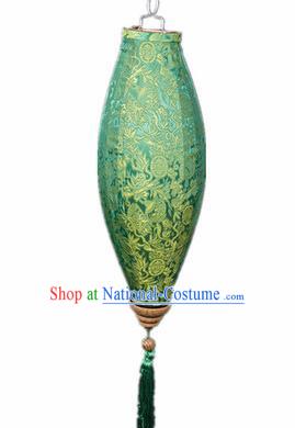 Handmade Chinese Traditional Lantern Green Silk Lanterns Ceiling Lamp New Year Lantern