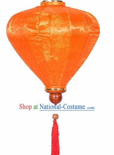 Chinese Traditional Lantern Handmade Orange Silk Lanterns Ceiling Lamp New Year Lantern