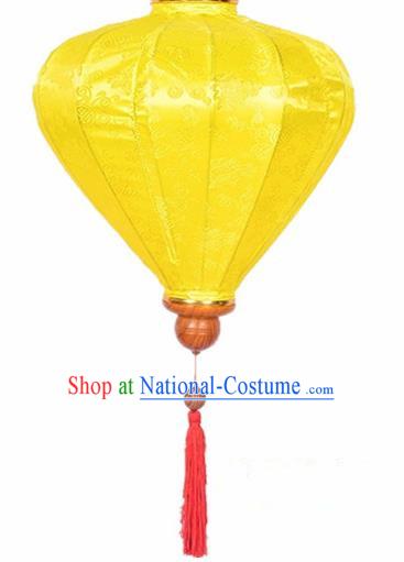 Chinese Traditional Lantern Handmade Yellow Silk Lanterns Ceiling Lamp New Year Lantern