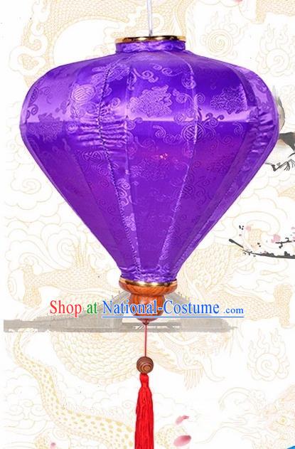 Chinese Traditional Lantern Handmade Purple Silk Lanterns Ceiling Lamp New Year Lantern