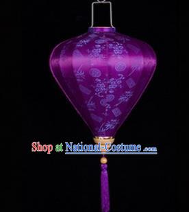 Chinese Traditional Lantern Handmade Purple Lanterns Ceiling Lamp New Year Lantern