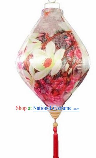 Chinese Traditional Lantern Handmade Printing Mangnolia Lanterns Ceiling Lamp New Year Lantern