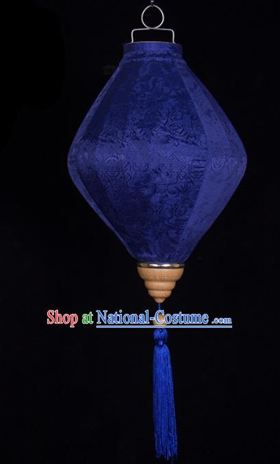 Chinese Traditional New Year Lantern Handmade Royalblue Diamond Lanterns Ceiling Lamp