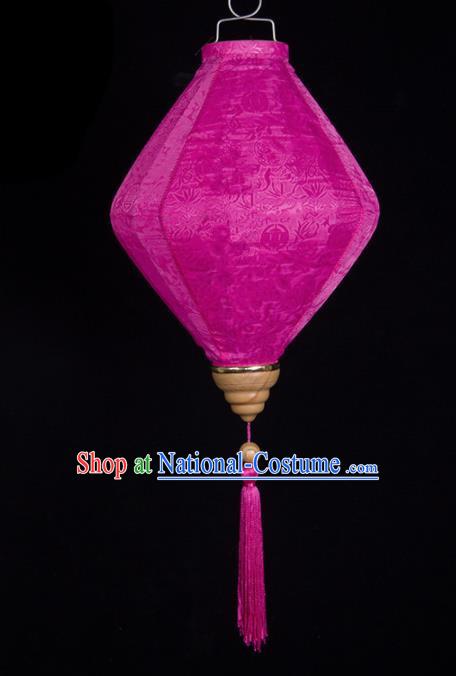 Chinese Traditional New Year Lantern Handmade Rosy Diamond Lanterns Ceiling Lamp