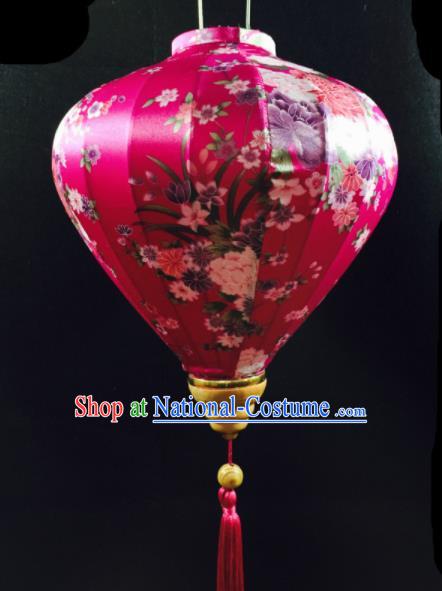 Chinese Traditional New Year Lantern Handmade Printing Rosy Lanterns Ceiling Lamp