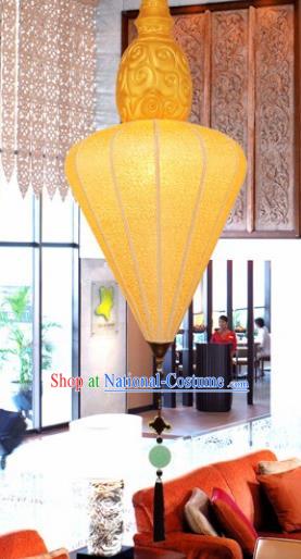 Chinese Traditional New Year Lantern Handmade Yellow Lanterns Ceiling Lamp