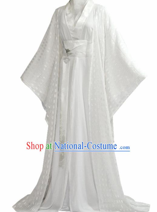 Traditional Chinese Han Dynasty Princess White Hanfu Dress Ancient Court Lady Costume for Women