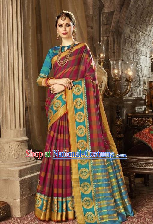 Asian India Traditional Bollywood Queen Rosy Sari Dress Indian Court Costume for Women