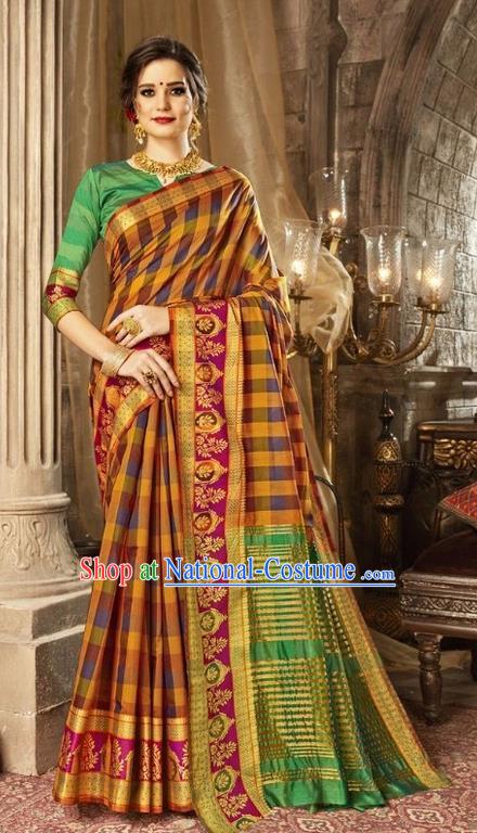 Asian India Traditional Bollywood Queen Golden Sari Dress Indian Court Costume for Women