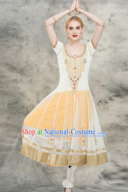 South Asian India Traditional Yoga Yellow Dress Asia Indian National Punjabi Costume for Women