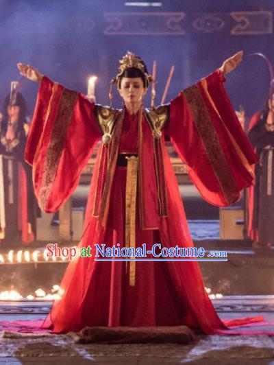 Chinese Ancient Legend Hoshin Engi Shang Dynasty Empress Historical Costume and Headpiece for Women