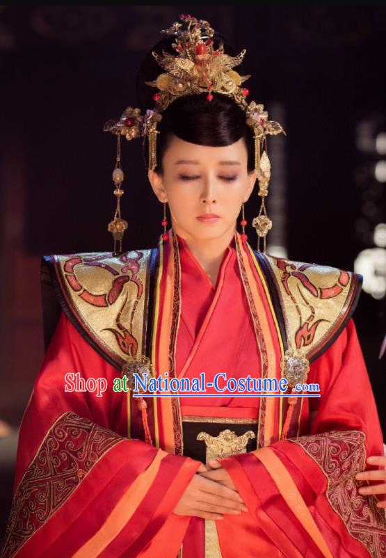 Chinese Ancient Legend Hoshin Engi Shang Dynasty Empress Historical Costume and Headpiece for Women