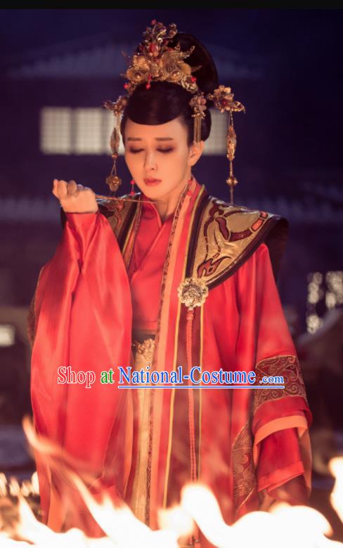 Chinese Ancient Legend Hoshin Engi Shang Dynasty Empress Historical Costume and Headpiece for Women