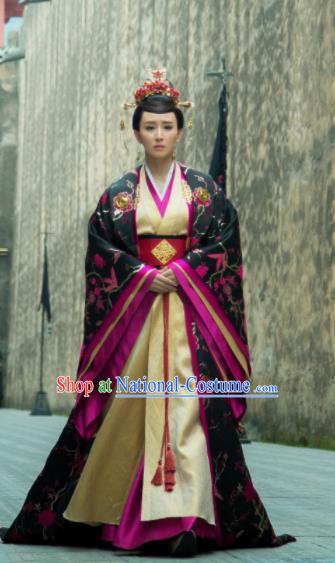 Chinese Ancient Drama Hoshin Engi Shang Dynasty Queen Jiang Historical Costume and Headpiece for Women