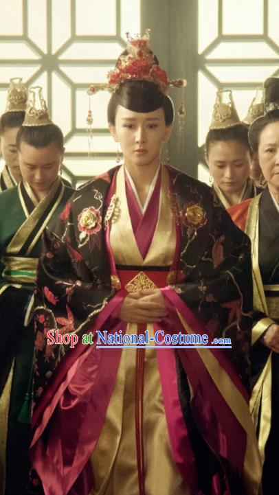 Chinese Ancient Drama Hoshin Engi Shang Dynasty Queen Jiang Historical Costume and Headpiece for Women