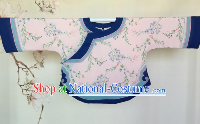 Traditional Chinese Tang Suit Printing Pink Blouse Upper Outer Garment National Costume for Women