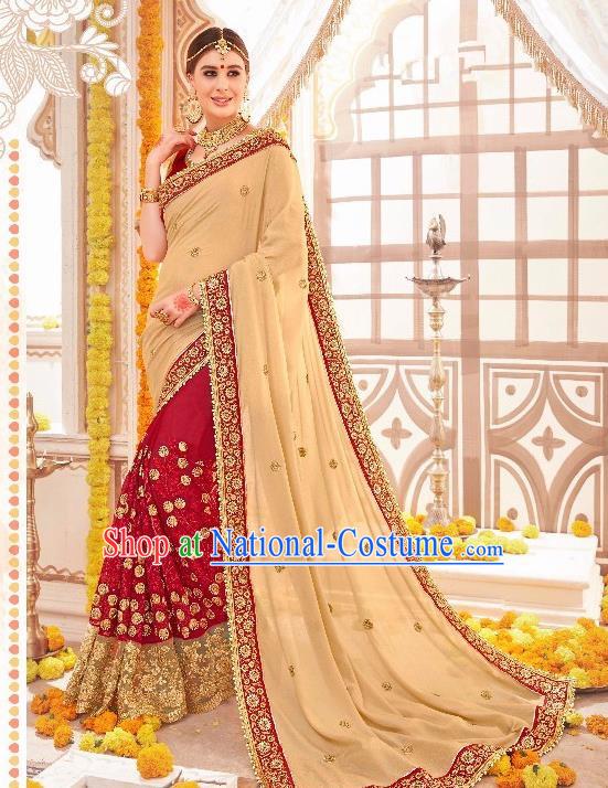 Asian India Traditional Wedding Bride Sari Dress Indian Bollywood Court Costume for Women