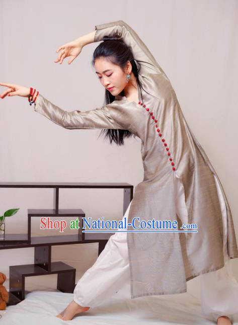 South Asian India Traditional Punjabi Grey Dress Costume Asia Indian National Costume for Women