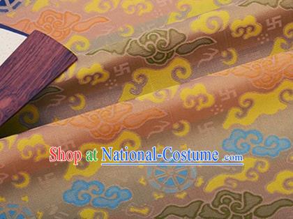 Chinese Traditional Clouds Pattern Design Silk Fabric Pink Song Brocade Tang Suit Drapery Material