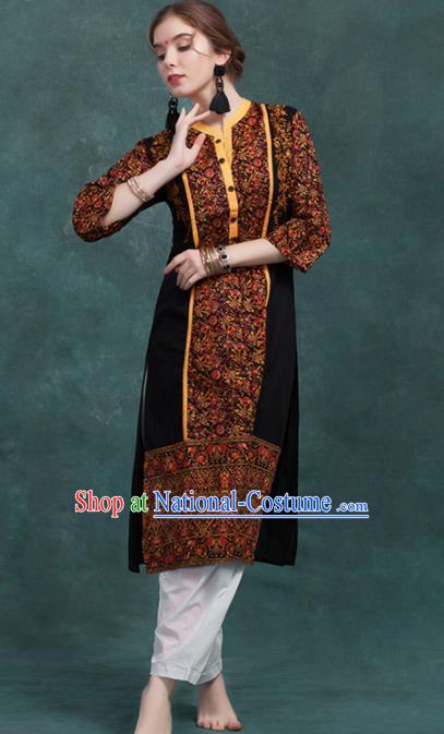 South Asian India Traditional Printing Costume Asia Indian National Punjabi Suit for Women