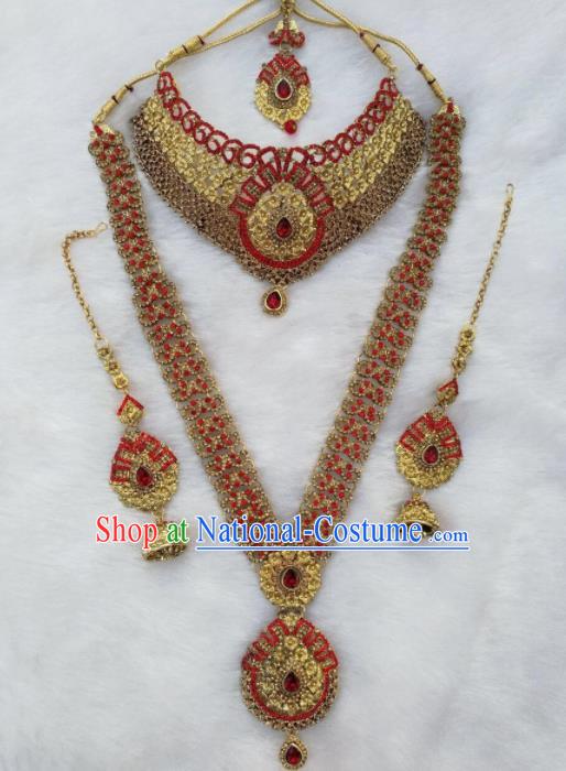 South Asian India Traditional Jewelry Accessories Indian Bollywood Necklace Earrings Hair Clasp for Women