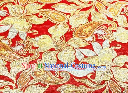 Chinese Traditional Peony Pattern Design Silk Fabric Red Brocade Tang Suit Fabric Material