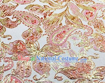 Chinese Traditional Peony Pattern Design Silk Fabric White Brocade Tang Suit Fabric Material