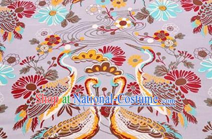 Chinese Traditional Cranes Pattern Design Silk Fabric Pink Brocade Tang Suit Fabric Material